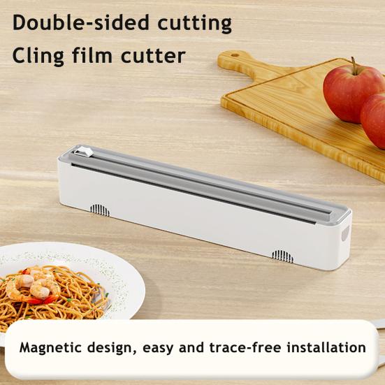 Yousheng Plastic Wrap Cutter Magnetic Wall-Mounted Dispenser Two-Way Sliding Cutter for Kitchen Food Cling Film Aluminum Foil Stretch Film Cutter