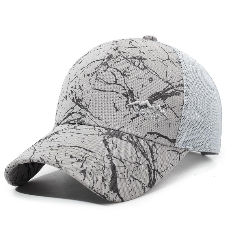 Summer Men's Sun Hat Outdoor Sports Net Baseball Cap Print Fishing Breathable Cap