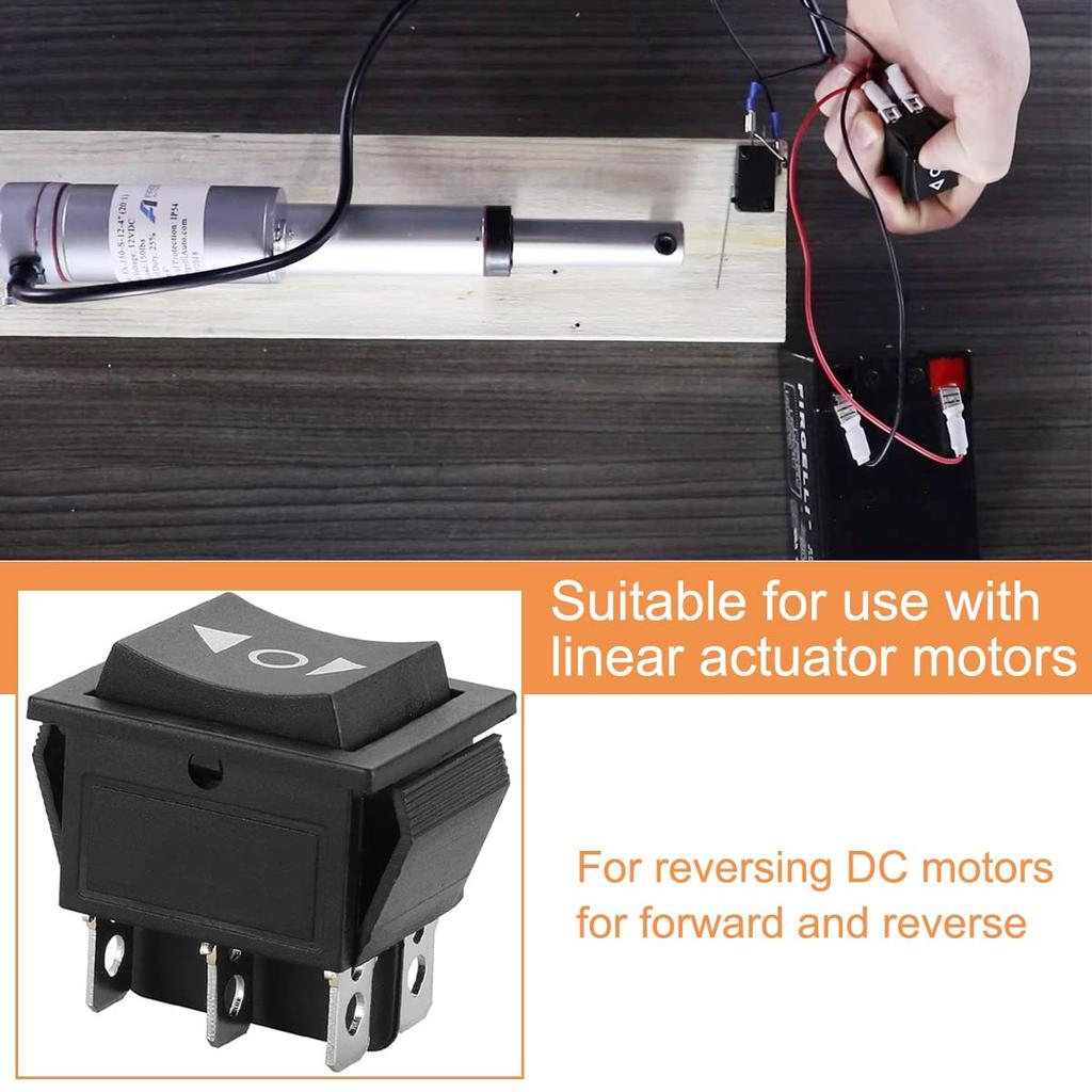 Xiatiaosann Rocker Switch 6 Terminal 3 Position ON-OFF-ON DPDT Momentary Switch DC 10A/16A