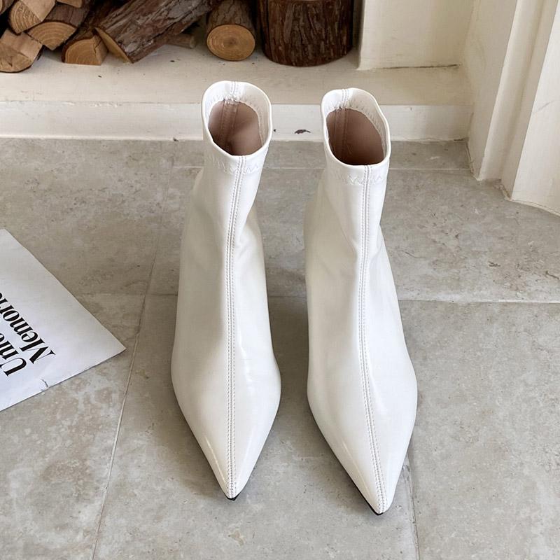 Eilyken Autumn Soft Leather Women Ankle Boots Sexy Thin Heels Ladies Shoes Fashion Pointed Toe Comfortable Short Botas De Mujer