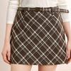 Ledian Vintage School Style Plaid A-Line Mini Skirt