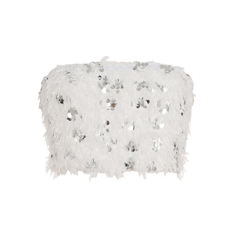 

H Family European and American Women s Clothing Hot California Bulingbuling Sequin Mao Mao Tube Top Abstinence Sexy Party Tops White Tube Top S