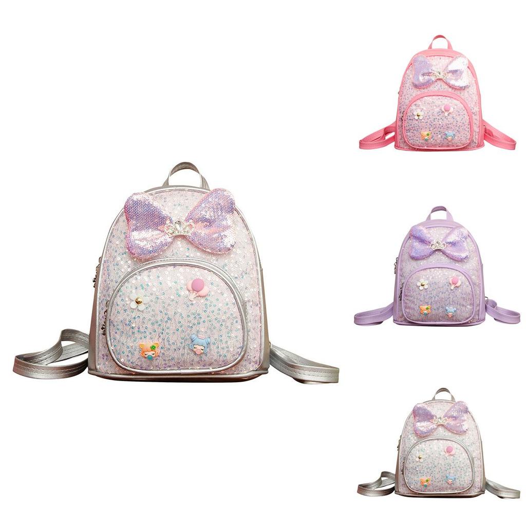 Baby Girl Backpack Pu Material With Glitter Sparkle For Preschool Kids