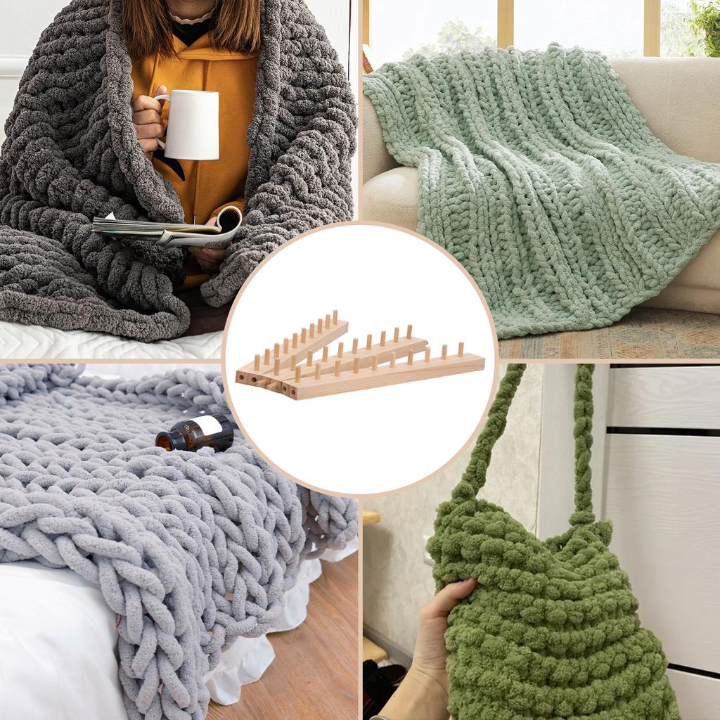 46 Zoll Grobstrickdecke Maschine Faltbarer Hölzerner Grobstrickwebrahmen DIY Handstrickwerkzeug für Anfänger Handwerk