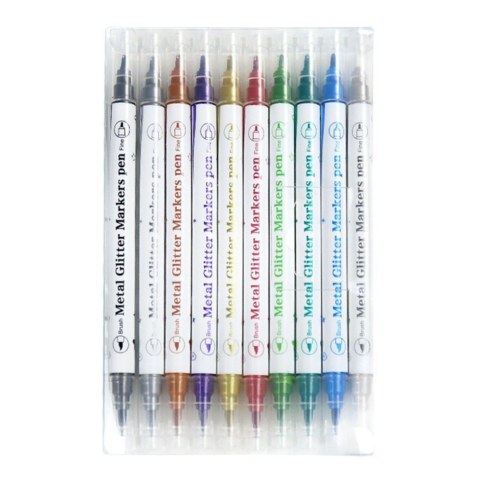 

10 Colors Metallic Glitter Brush Pens Set,Dual Tip Metallic Markers,DIY Craft Metallic Pens For Black Cardstock & Gifts