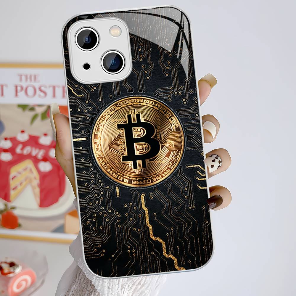 B-Bitcoin For IPhone 14 13 12 Mini 11 Pro XS Max X XR 14 Plus Tempered Glass Cover