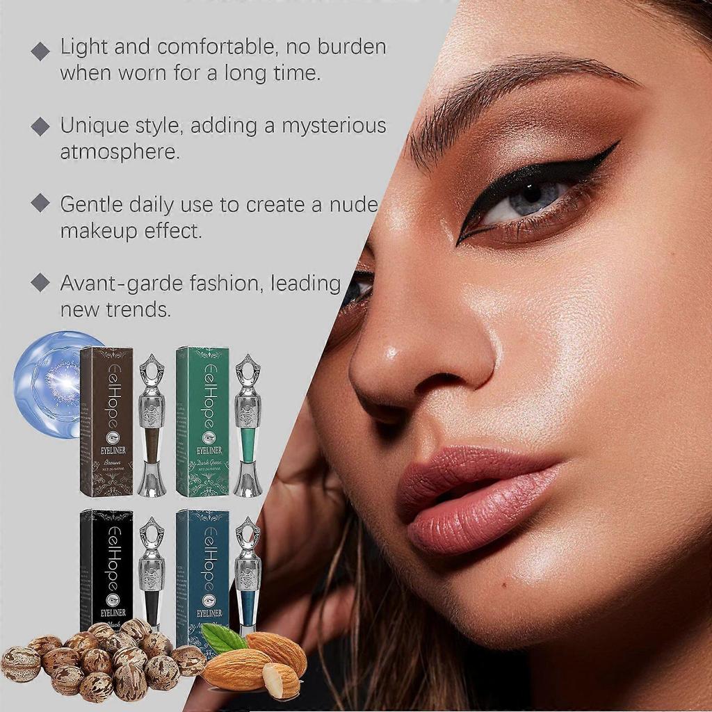 Barevná tužka na oční linky Eelhope - Hladká a snadno nanášitelná, Přírodní barva, Dlouhotrvající, Hydratační, Pohodlný oční make-up