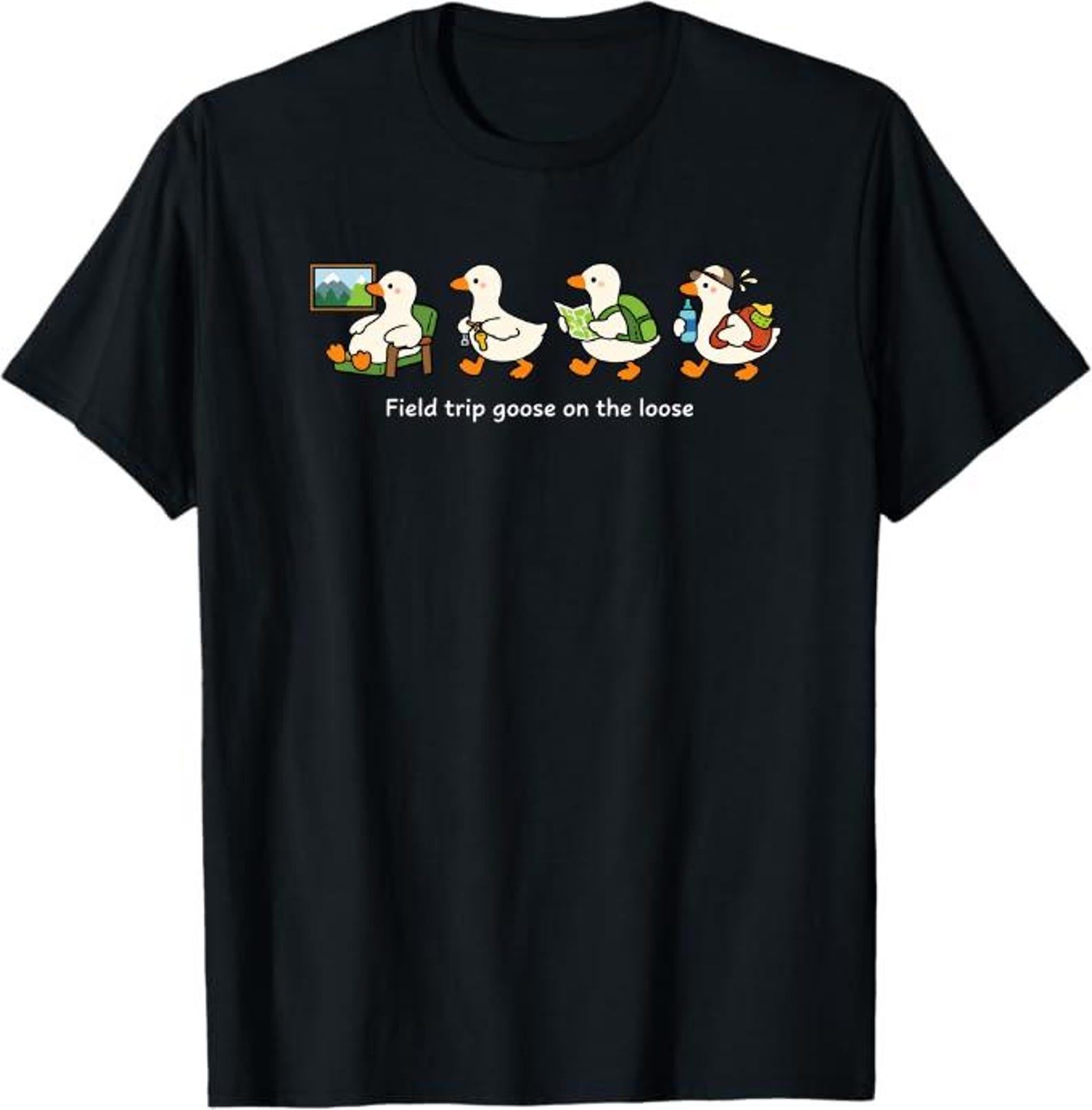 Field Trip Goose On The Loose T-Shirt, funny school trip humor gift, silly goose teacher student outing graphic tee L