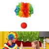 Komplettes Clown-Performance-Outfit Regenbogen-Perücke Fliege mit Accessoires für Themenveranstaltung und Rollenspiel Cosplay Kostüm