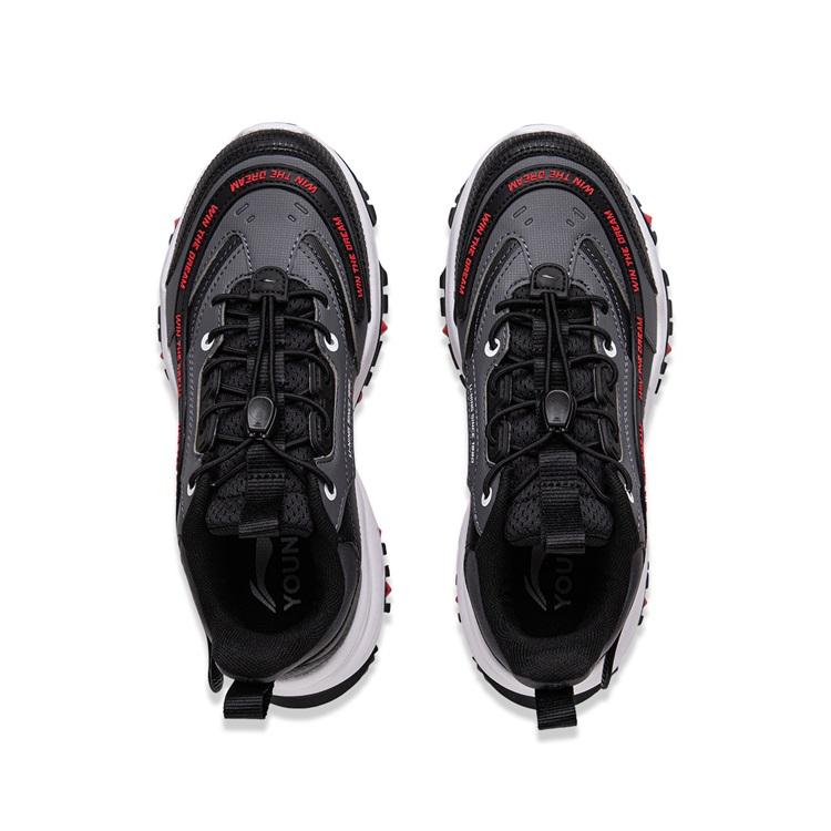 Li Ning Kids Versatile Shock Absorbing Low Top Casual Shoes Kids Casual Shoes Black YKCU192-11