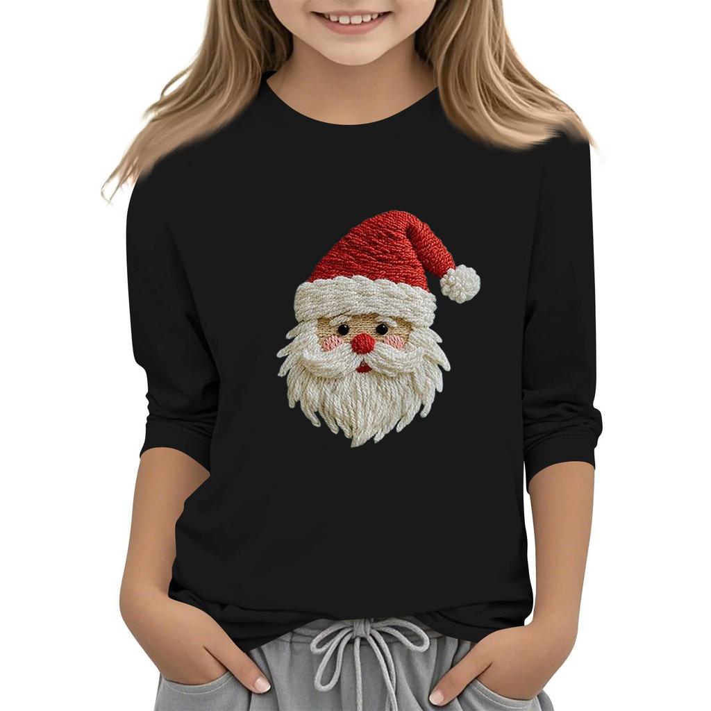 Children's 3/4 Sleeve Independence Day Printed Round Neck Casual T-shirt