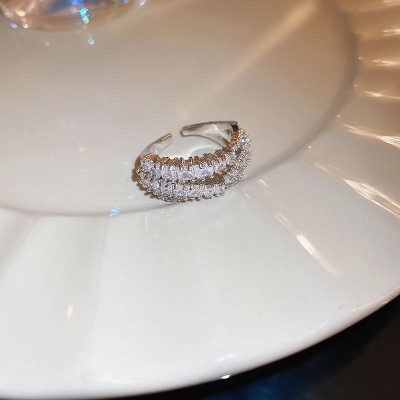 Zirconia Diamond Geometric Heart Open Ring - Fresh High-end Jewelry for Index Finger