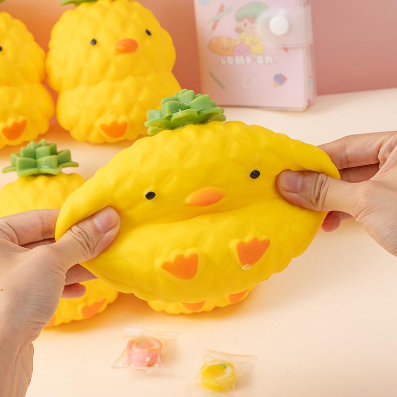 Süße Dehnbare Ananas-Ente Quetschspielzeuge Stressabbau Bälle Angstlinderung Neuheit Knet-Fidget-Spielzeug Für Kinder Feiertagsgeschenke