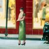 1/64 Scale People Figure Resie Cheongsam Girl Hand Painted Miniature Figurine for Micro