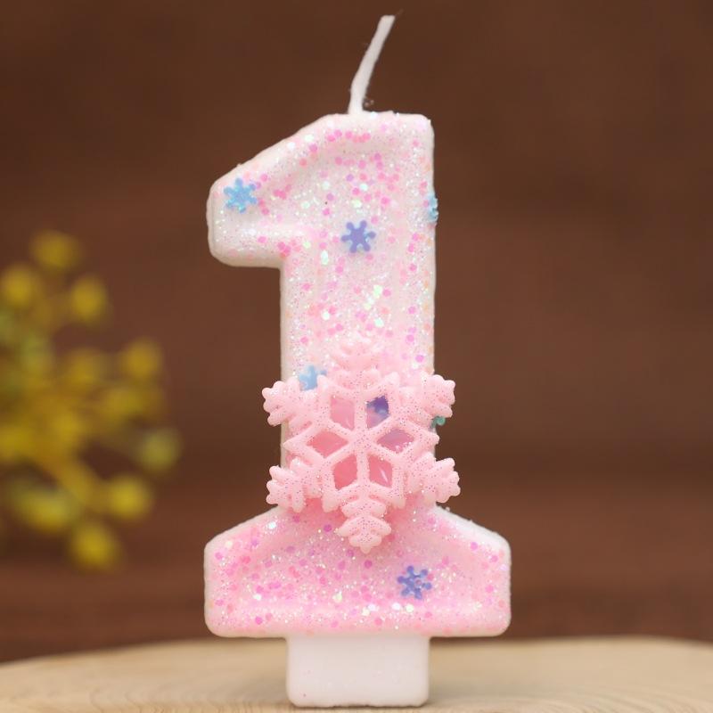 Handmade Pink Snowflake Digital Birthday Candle New Creative Cake Birthday Party Candle
