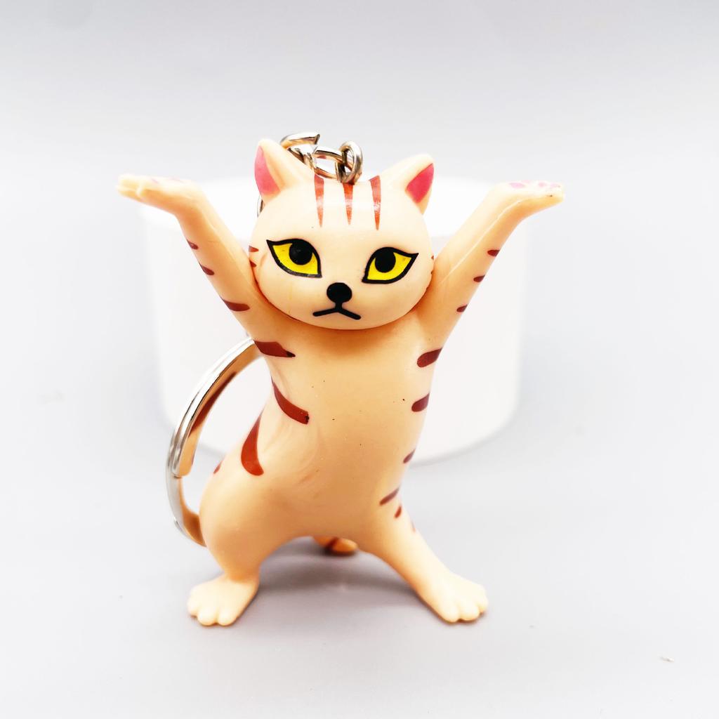 Cute Cat Figurine Keychain Creative Accessories for Women and Kids Couple Family Keychain Pendant