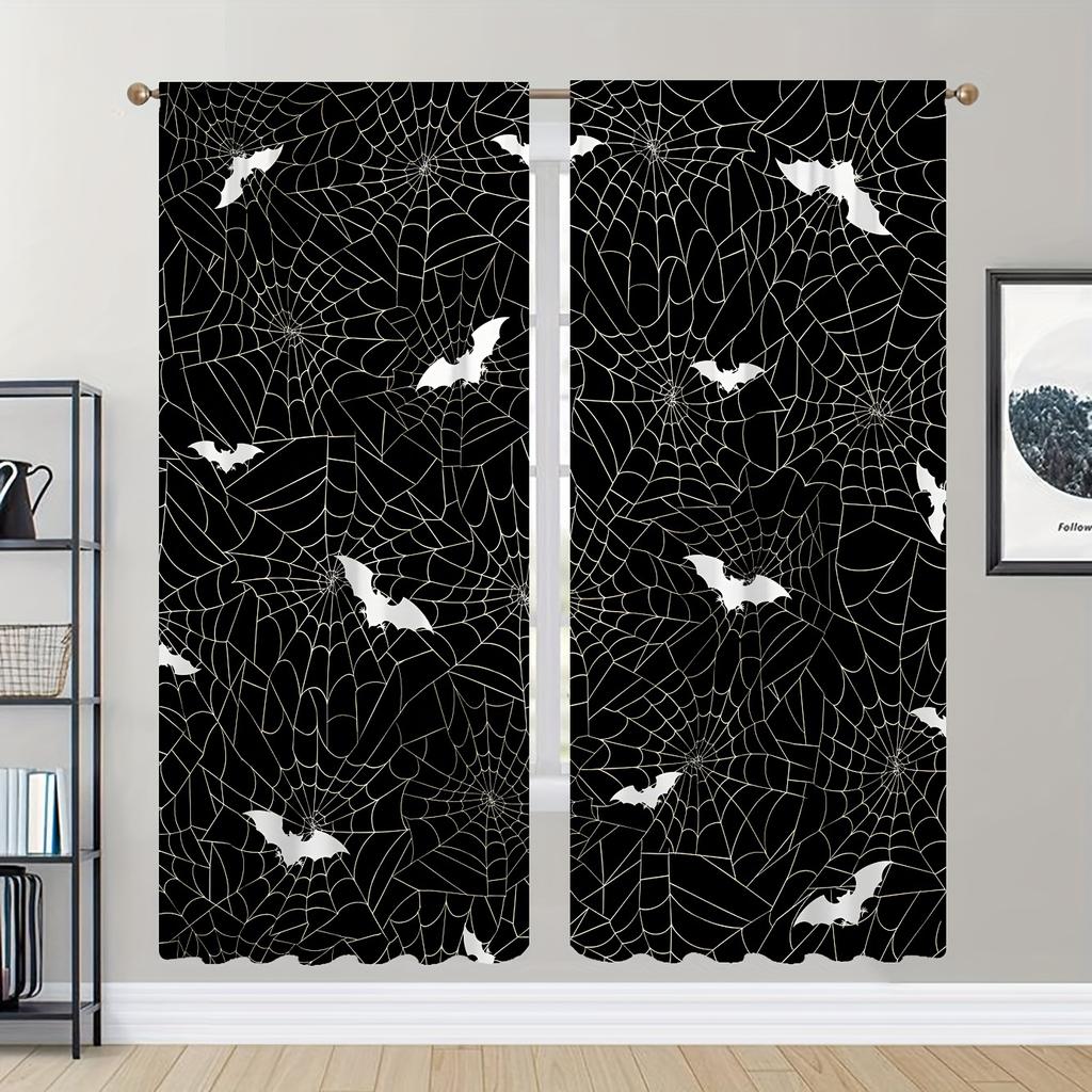 Halloween Härligt Spöke Rolig Pumpa Svart Katt Fönstergardiner För Barn Sovrum Vardagsrum Badrum Kök Dörr Hall 2 delar