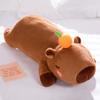60cm-100cm Cartoon Giant Strip Capybara Plush Doll Pillow Lying Brown Orange Wings Creative Capybara Plush Toy Home Decor