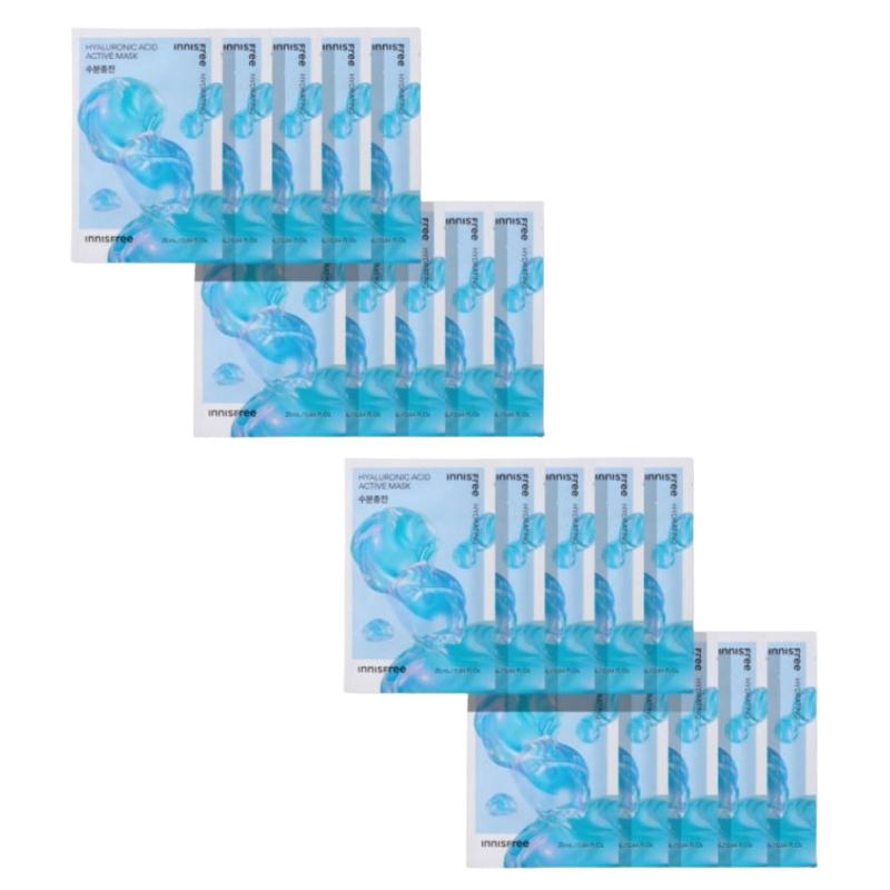 Innisfree Active Mask Hyaluronic Acid 25ml × 10 Sheets | Deep Hydrating & Moisture Recharge Sheet Mask