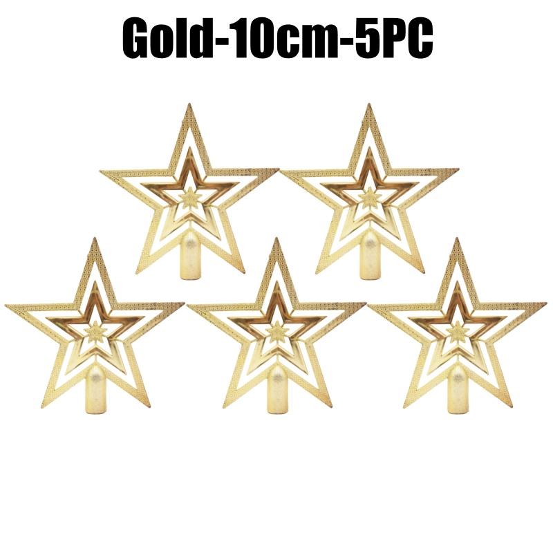 Christmas Tree Topper Star Shiny Glitter Ornament for Xmas Tree Decorations Hanging Pendant Home Holiday Party Supplies