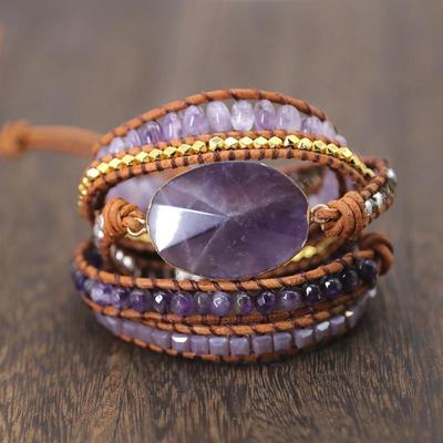 Multi Layer Bracelet Life Tree Wire Wraped Natural Pink Crystal Bracelet Women's 6mm Natural Stone Bead Mahogany Grain Stone Bracelet