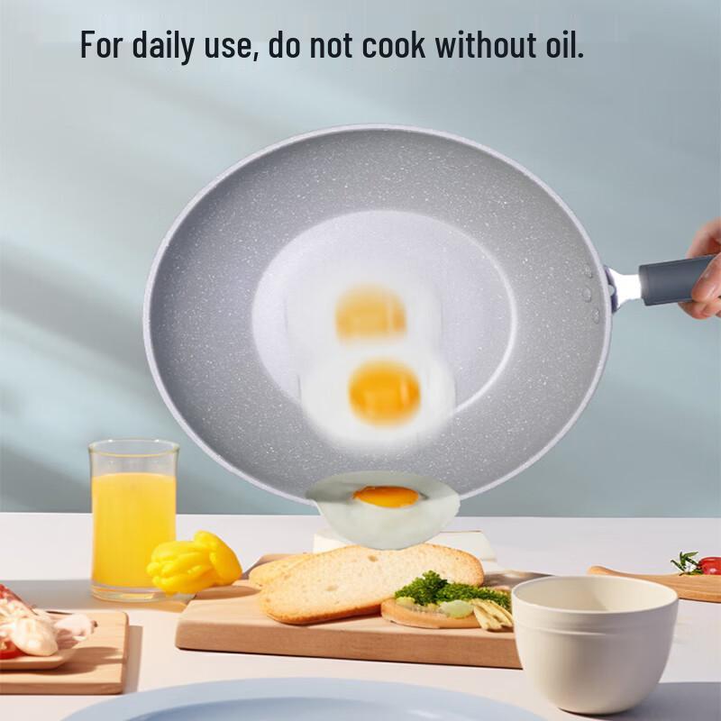 COOKER KING Maifan Stone Non-Stick Wok with Lid, 30cm