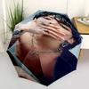 1pc   Kpop Umbrella Portable Folding Umbrella Iron Frame Hole Bone Structure Outdoor Home Umbrella