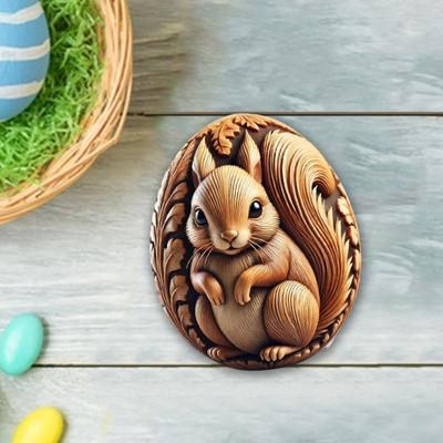 Animal Easter Carving Craft Egg Wooden Owl Squirrel Monkey Animals Carved Eggs