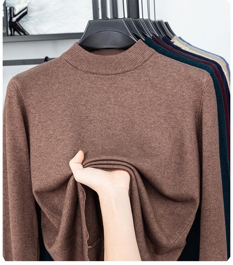 Men’s Autumn/Winter Half-High Collar Knitwear - Warm Inner Layer for Middle-Aged and Elderly