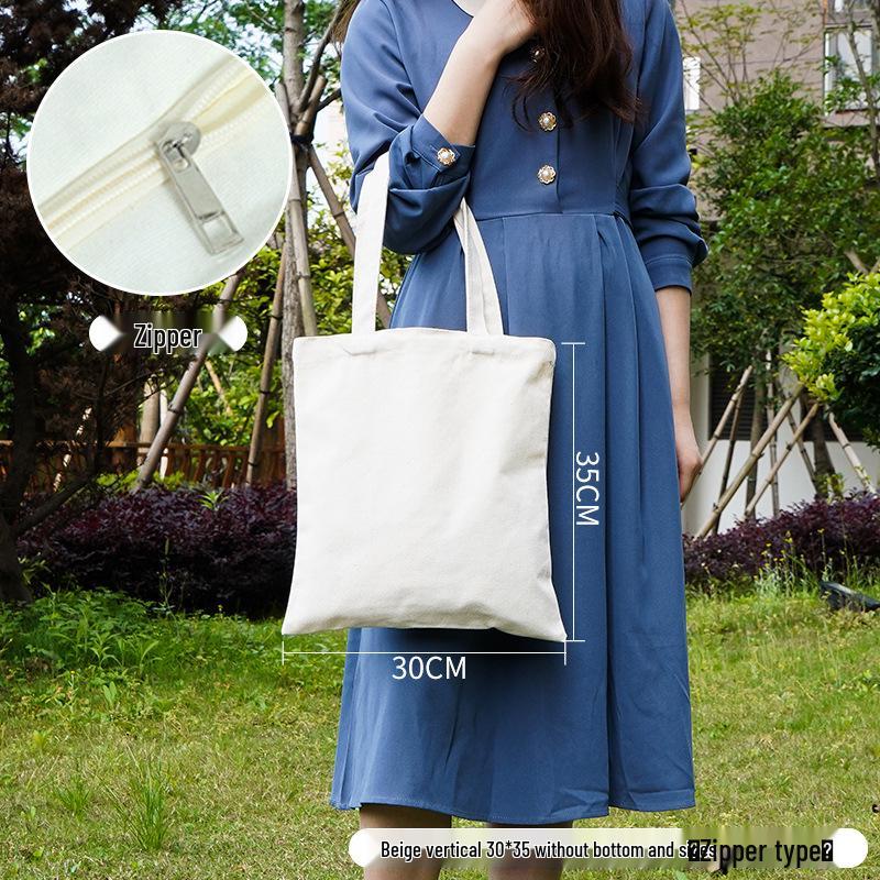 Customizable White Canvas Tote Bag with High-End Feel