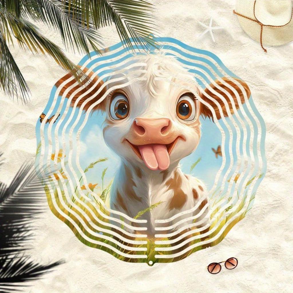 Hravý vyplazující jazyk kráva kovová zvonkohra venkovní zahradní dekorace rotující uklidňující modrý zvuk nejsou potřeba baterie sváteční dárek