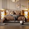 Narrow Nightstand with Outlet & LED Lighting – 3 Drawers, Set of 2, Plenty of Storage Space for Bedroom & Living Room, White, 20x40x59.5 cm