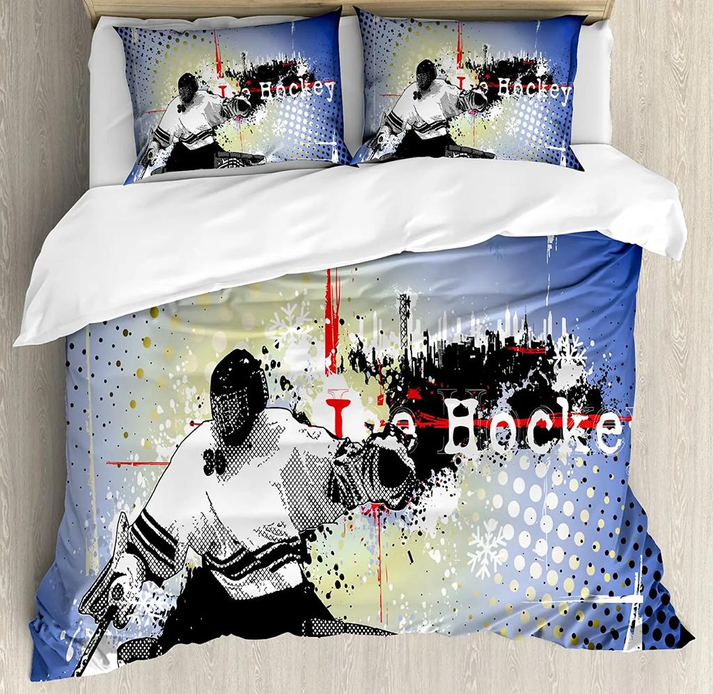 Hockey Bedding Collection For Bedroom Bed Home Hockey Player Makes A Strong S On Goal Rival Il Duvet Cover Quilt Cover Pillowcase