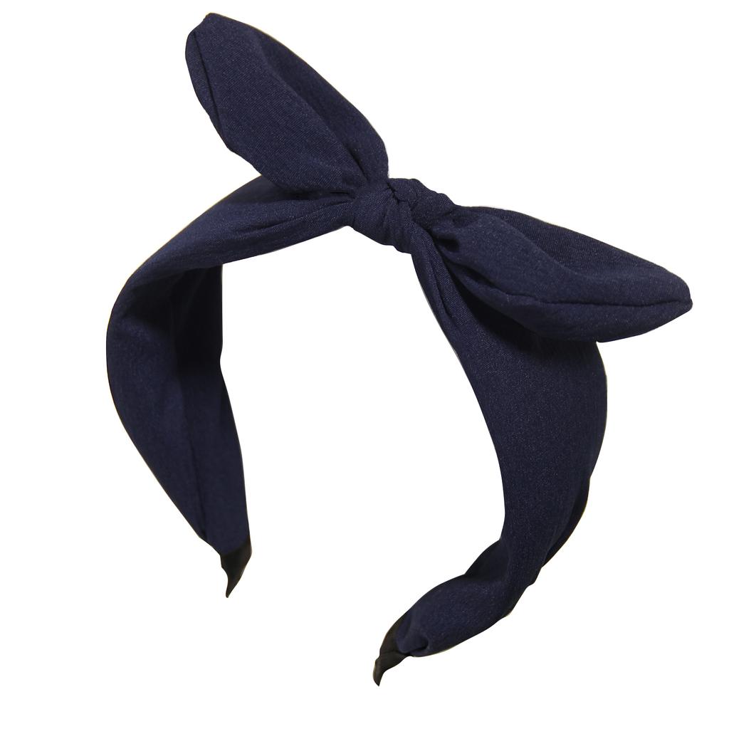 Furling Girl Pack of 1PC Solid Rabbit Ears Bow Knotted Press Hair Wide Hair Hoop for Women Girls Headwear Hair Accessories