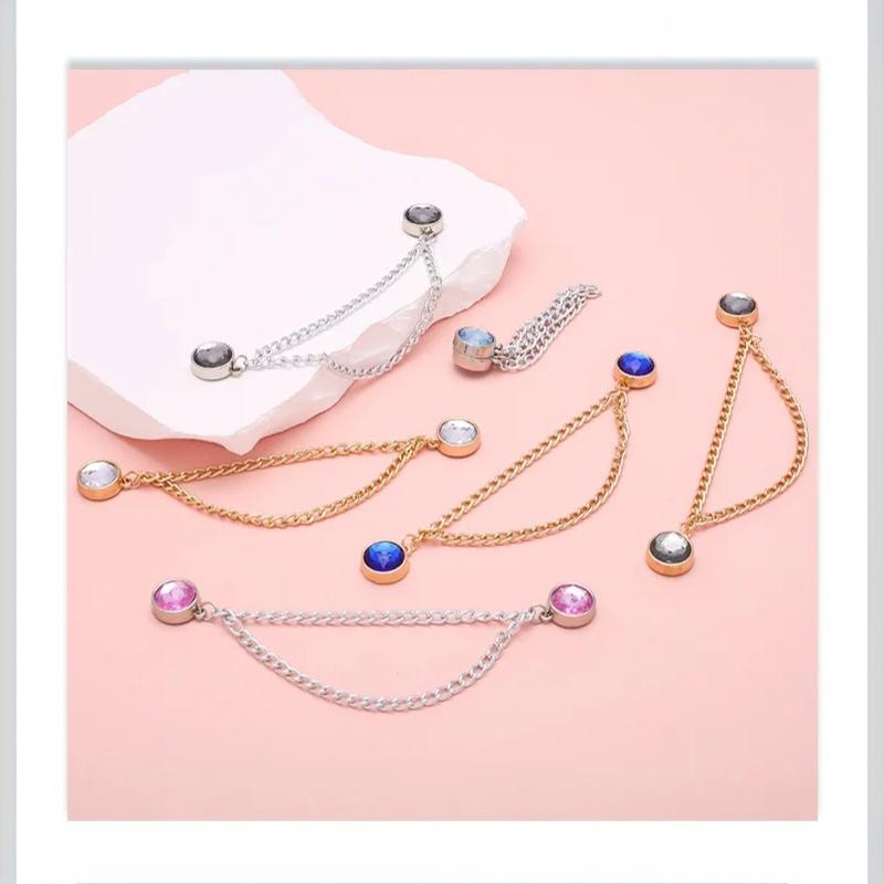2 stk. Strass Magnetiske Taljebælteclips Med Justerbar Kæde Til At Stramme Oversized Toppe