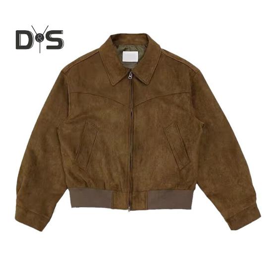 

Мужская куртка с лацканами, длинный рукав, на молнии, дизайн, куртка, пальто с карманами, однотонное короткое пальто, уличный офис, повседневная одежда M коричневый