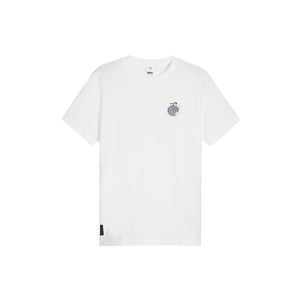 Puma X One Piece Cartoon Print Casual Crew Neck Short Sleeve T-Shirt Unisex Tops White 624665-02