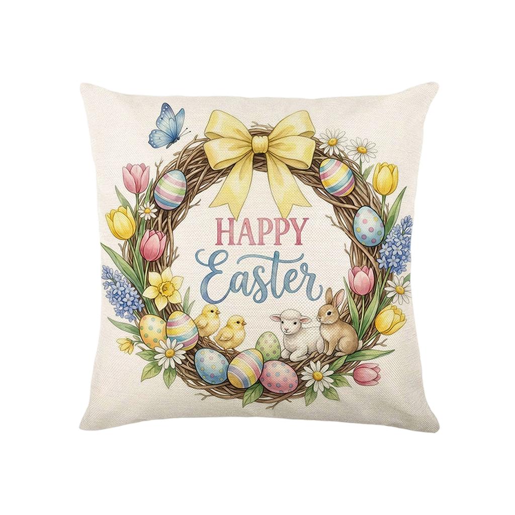 Easter Pillowcase, 17.71 X 17.71 Inches, Winter Holiday Theme, Sofa Cushion Cover.