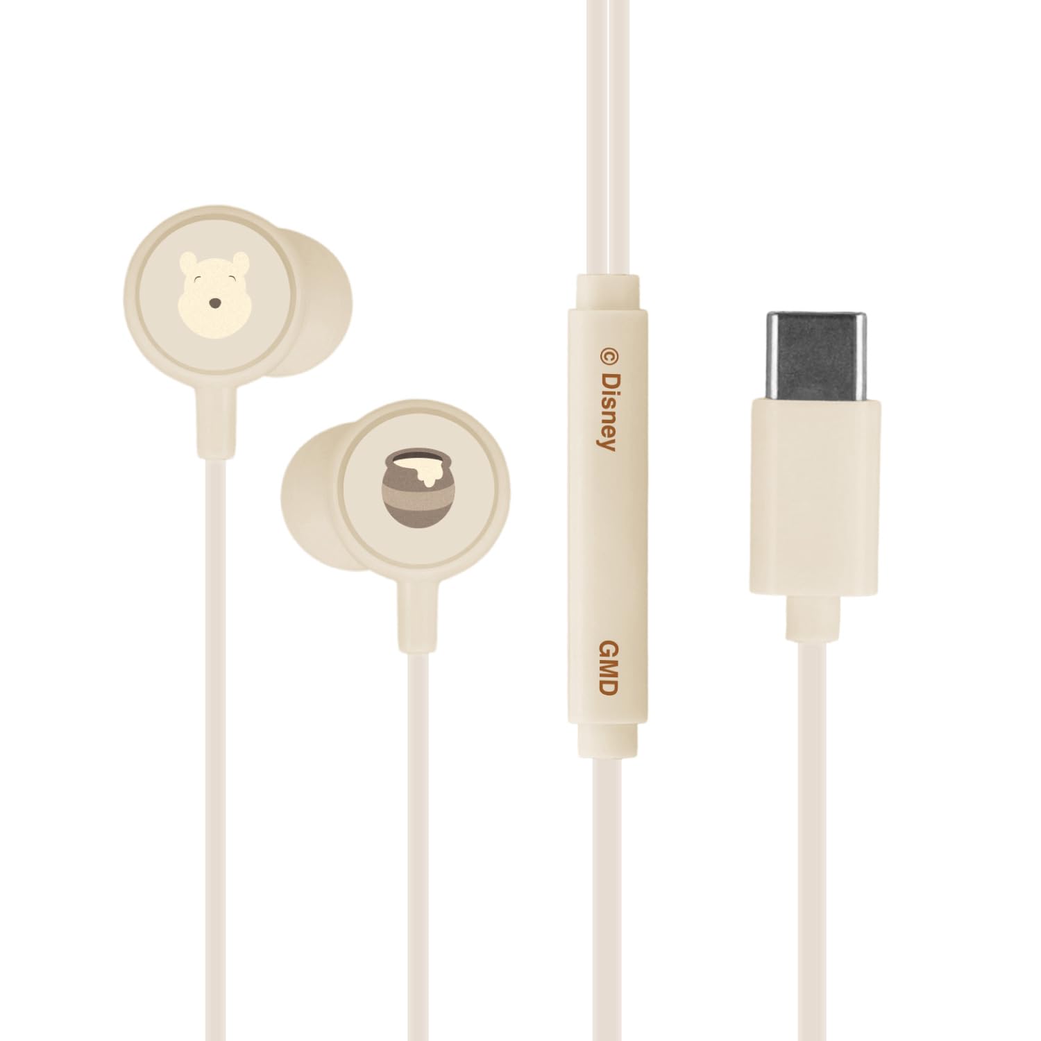 

Gourmandies Disney Character USB Type-C Stereo Earphones with Remote and Microphone, Winnie the Pooh DNG-280PO