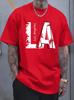 Unisexs Summer Cotton Fashionable Casual Loose Plus Size Los Angeles Letter Printed Sports Round Neck Short Sleeved Tshirt Soft