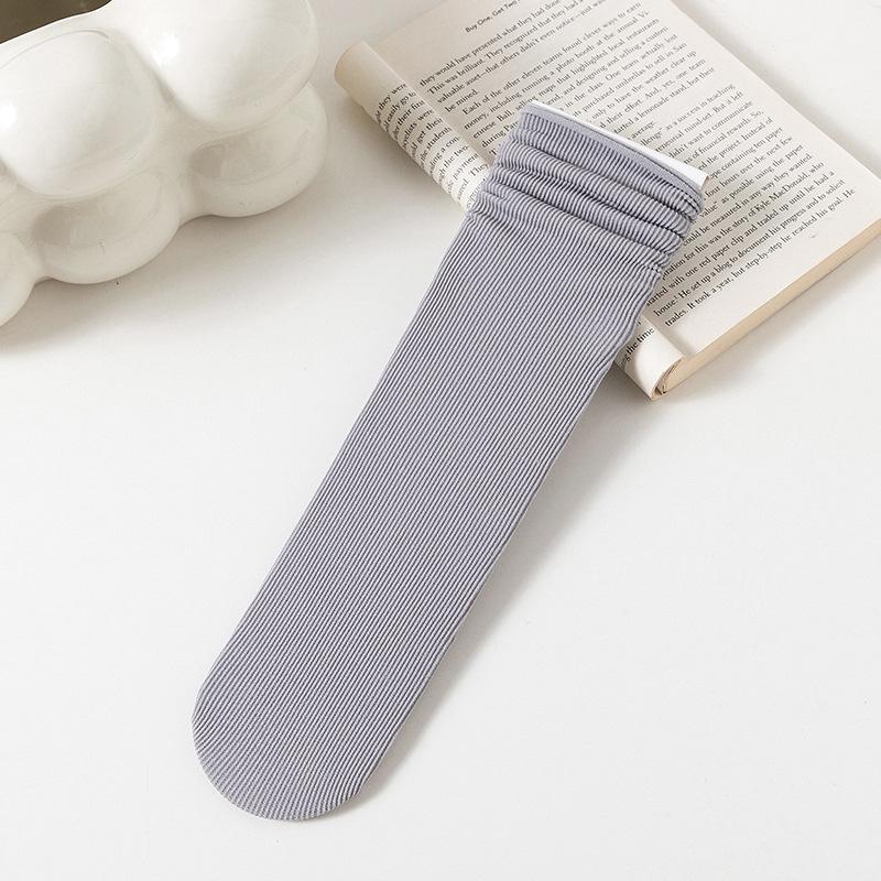 Damskie białe skarpetki do połowy łydki z jedwabiu lodowego: Cienki, Jednolity kolor, Aksamitny, Wiosna/Lato