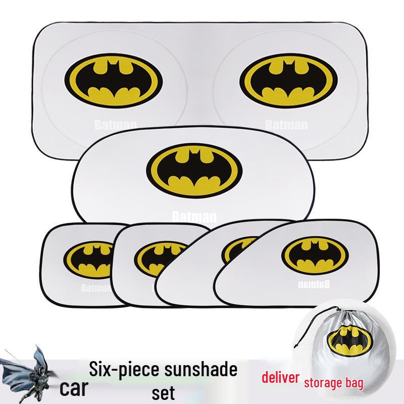 6-Piece Cartoon Sun Shade Set: Captain America, Superman, Batman Batman Sunshade 6-Piece Set