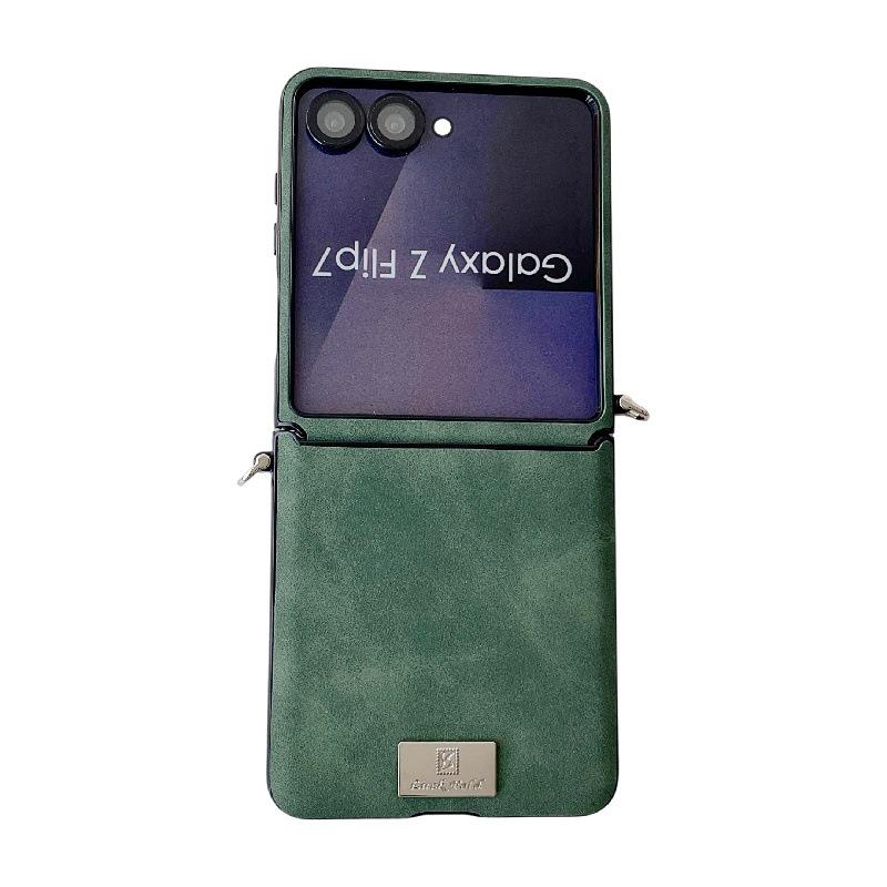 Samsung Z Flip7 Sheepskin Texture Case - Drop-Proof, Anti-Scratch PC with Anti-Lost Lanyard