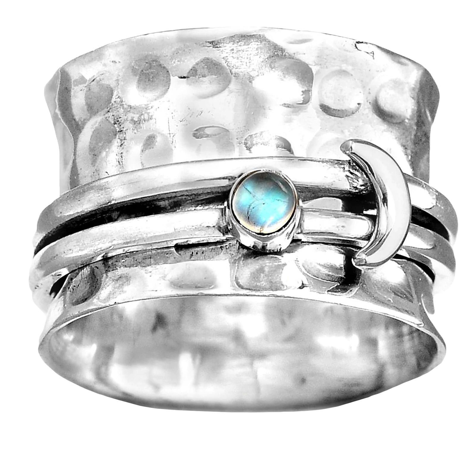 

Moon Zircon Rotatable Ring Decompression Turning Ring Female Ring серебряный