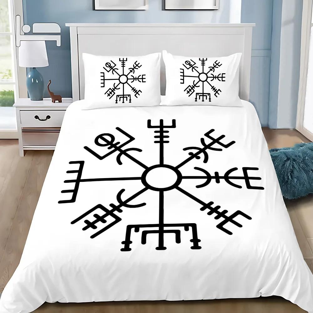 Viking Northern Germanic Culture Wolf Celtic Mystical Symbol Bedding Set Comforter Bed Home Decor Single Double Large Size