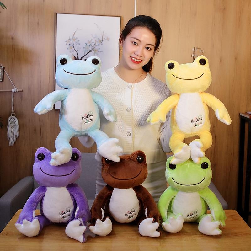 Charming Frog Plush Toy Colorful Cartoon Plush Smile Frog Pillow Stuffed Soft Dolls Children Baby Nice Birthday Xmas Gift