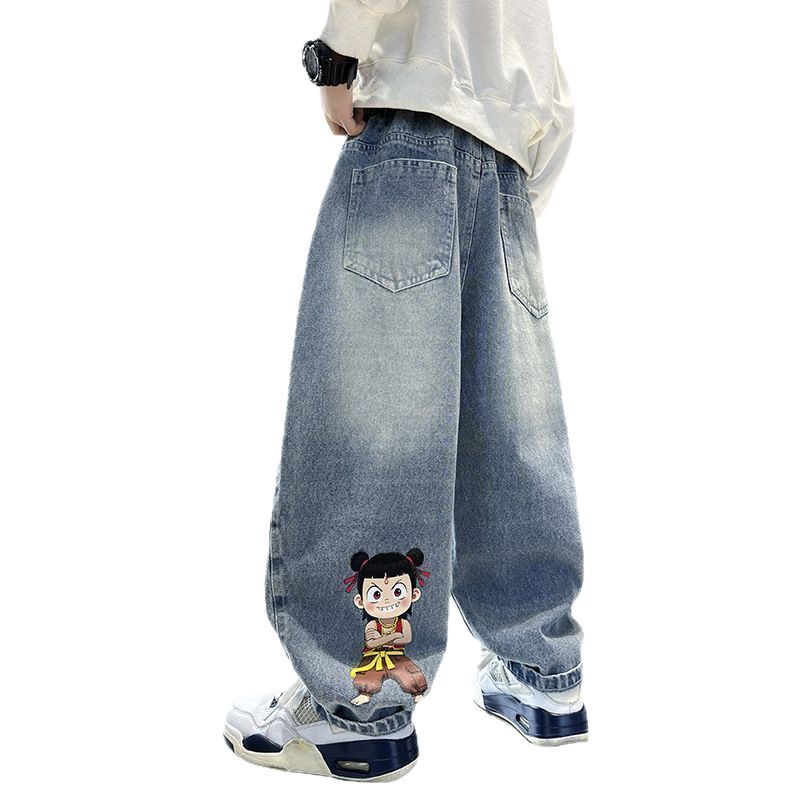 Blugi de băieți Pantaloni de toamnă la modă pentru copii Pantaloni largi casual