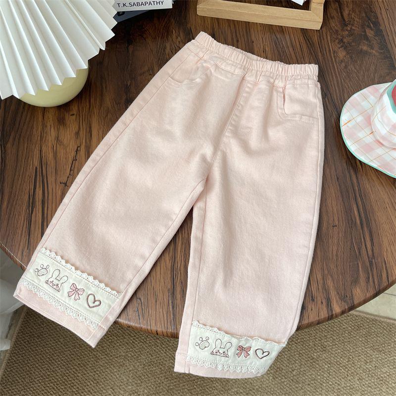 

Girls Cartoon Embroidery Cotton Harem Pants: Stylish Spring/Autumn Long Trousers 120
