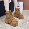 Fashion Designer Women's Short Boots New Autumn Winter Suede Leather Chunky Boots Gladiator High Platfom Buckle Goth Boots Mujer Zapatos