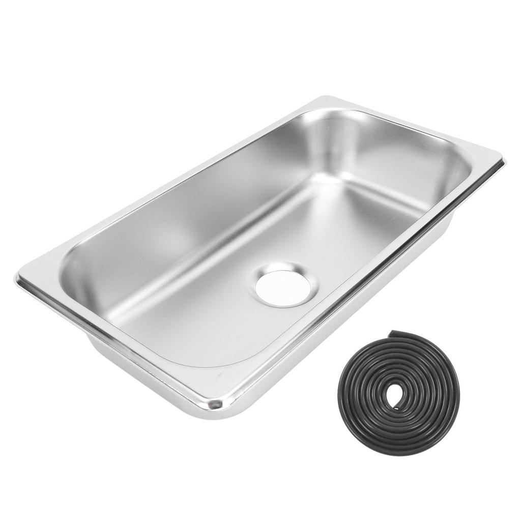 Camper Sink, Inlaid RV Sink, Heat-Resistant, Scratch-Resistant, Easy To Clean, Rust-Resistant, Yacht Sink, 40mm (Stainless Steel Color (GR-1365))